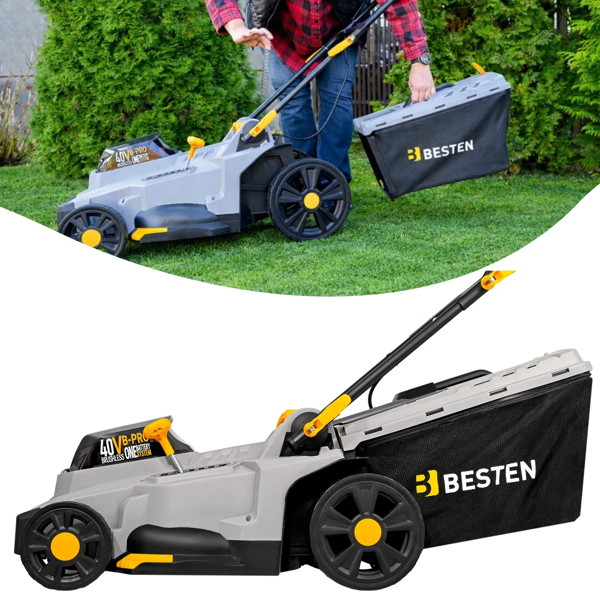 Kosiarka akumulatorowa BESTEN BE0002918 - kosz na trawę 50L